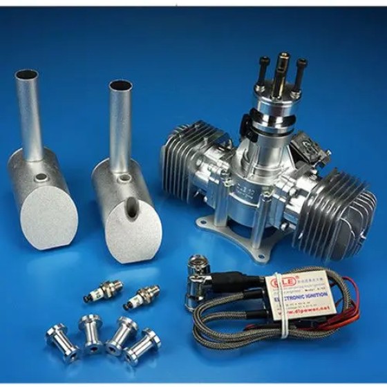 DLE60 Gasoline Engine Two-cylinder Two-stroke Side Exhaust Natural Air-cooled Hand Start 60CC for RC Model Airplane